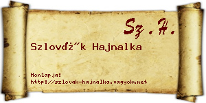 Szlovák Hajnalka névjegykártya